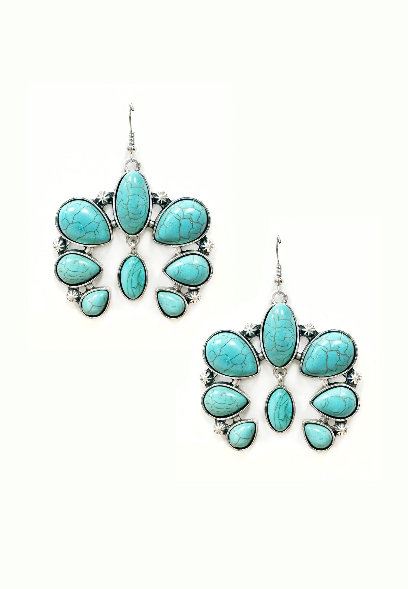 Squash Blossom Turquoise Earrings
