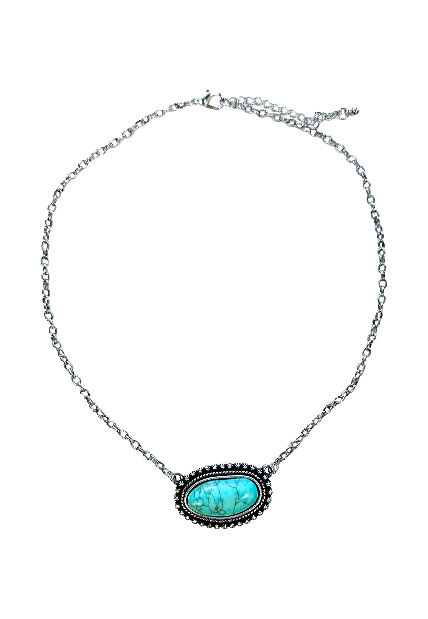 Silver and Turquoise Stone on Dainty Silver Chain