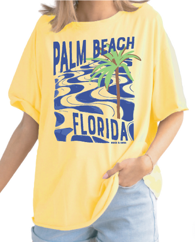 Palm Beach Florida on Yellow Crewneck Tee