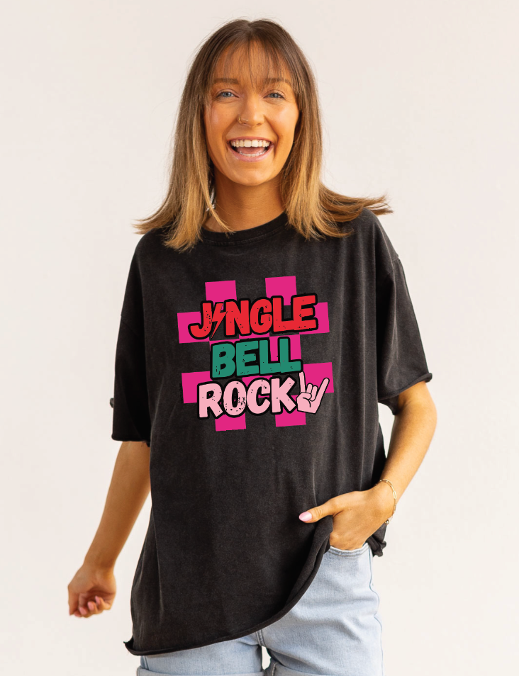 Jingle Bell Rock on Black Tee Shirt Blank