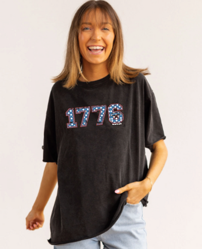 1776 On Black Wash Relaxed Fit Tee