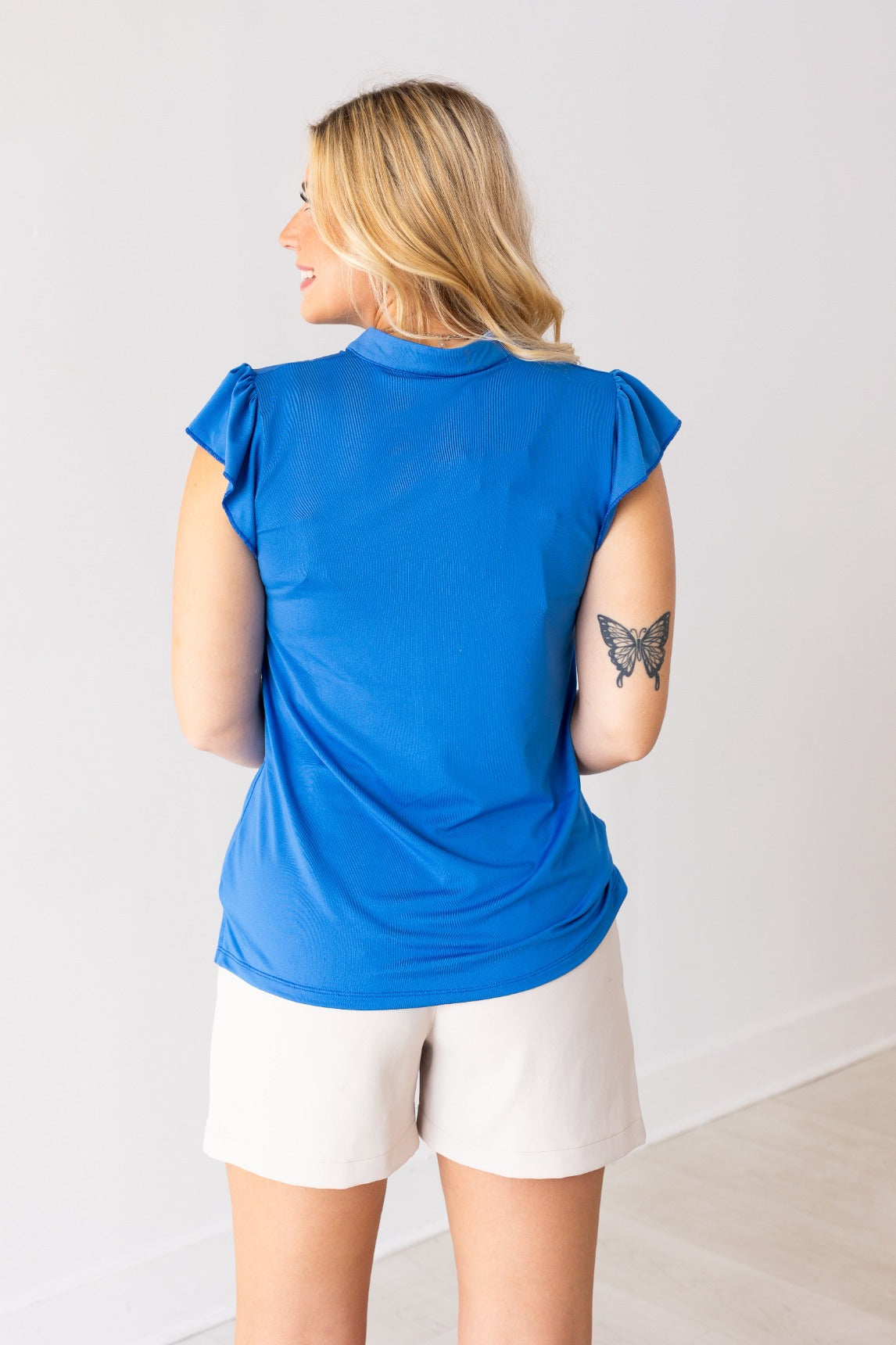 The Nicole V-Neck Top, Blue