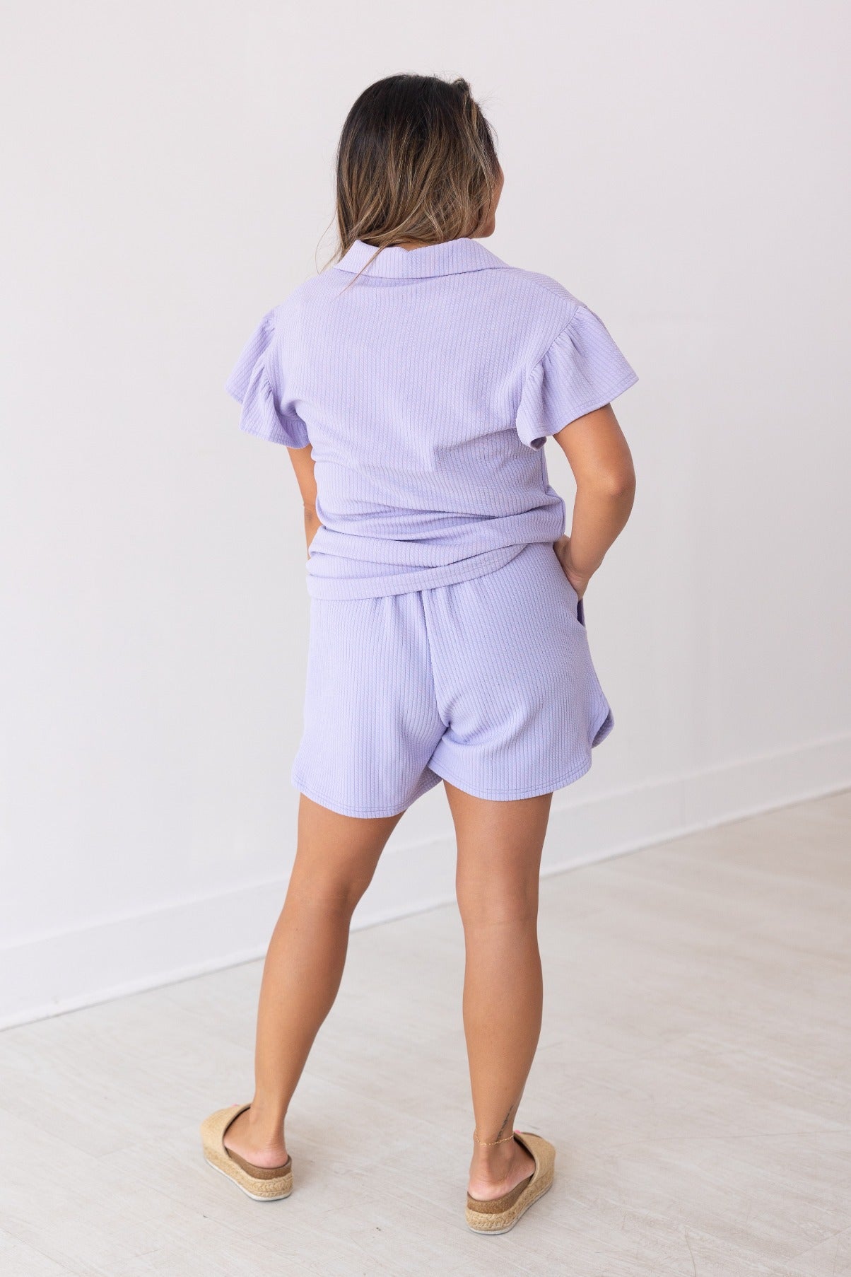 Lilac Purple Knit Shorts