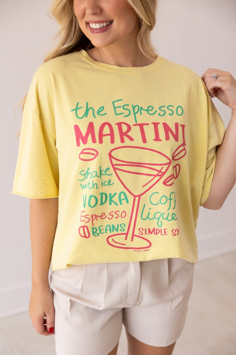 Espresso Martini On Yellow Relaxed Fit Tee