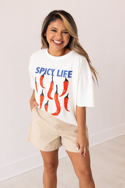 Spicy Life On White Relaxed Fit Tee