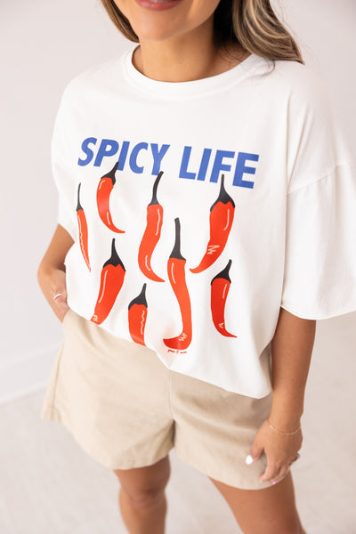 Spicy Life On White Relaxed Fit Tee