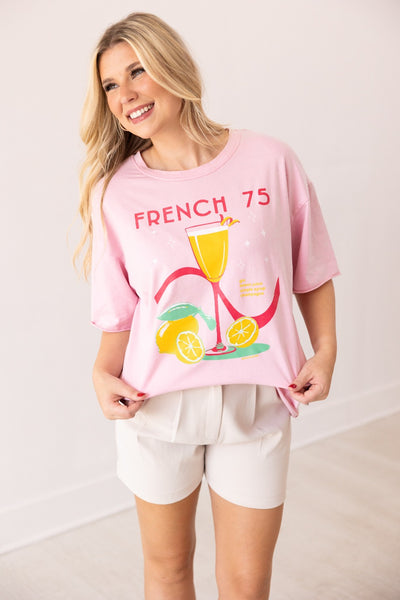 French 75 On Pink Relaxed Fit Tee