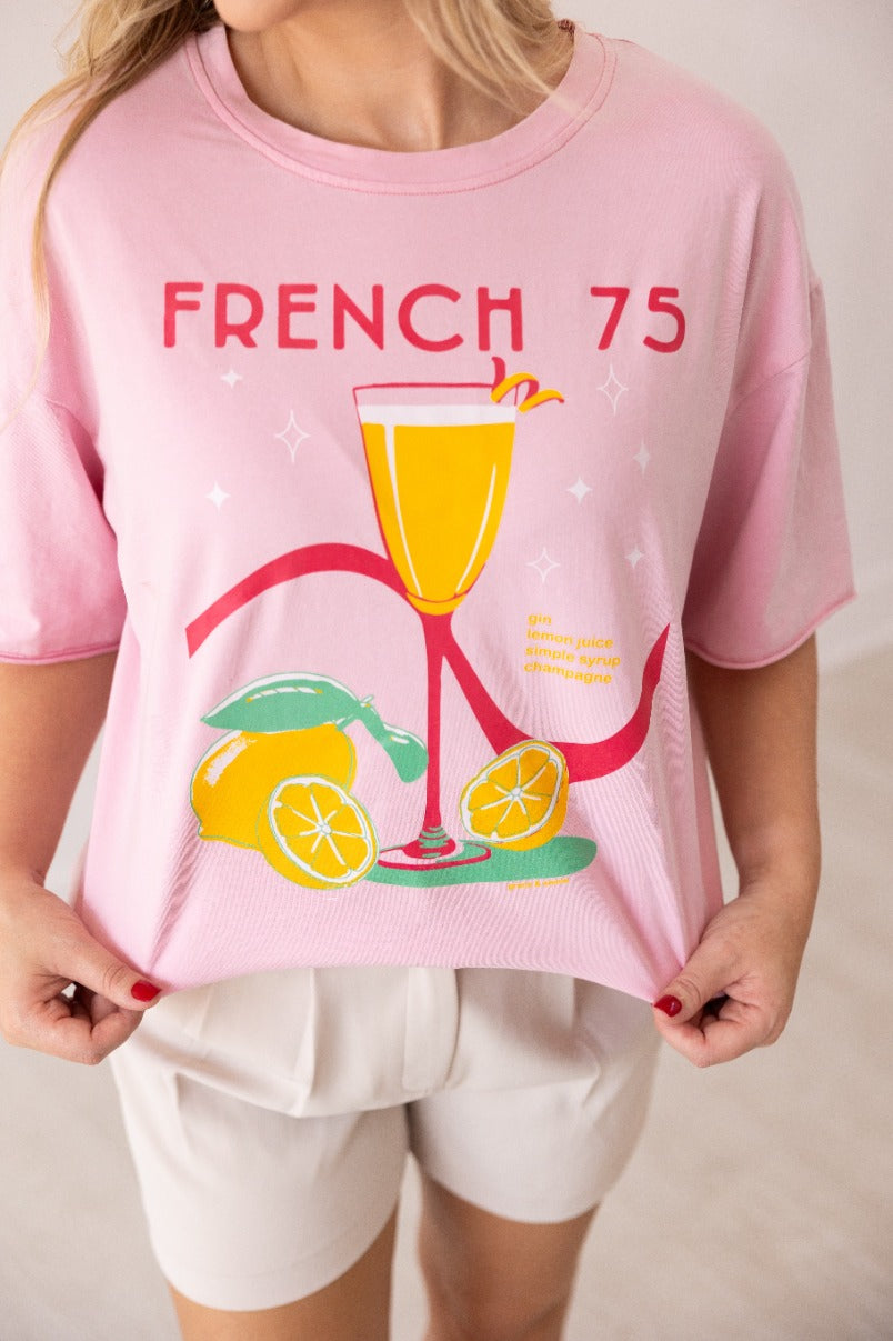 French 75 On Pink Relaxed Fit Tee