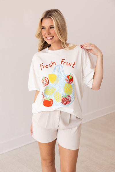 Fresh Fruit On White Relaxed Fit Tee