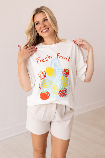 Fresh Fruit On White Relaxed Fit Tee