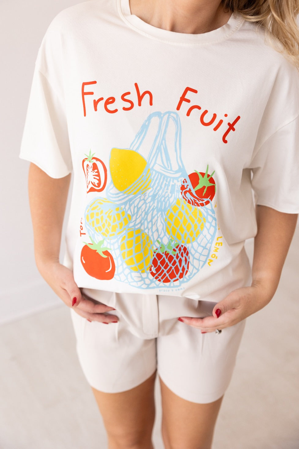 Fresh Fruit On White Relaxed Fit Tee