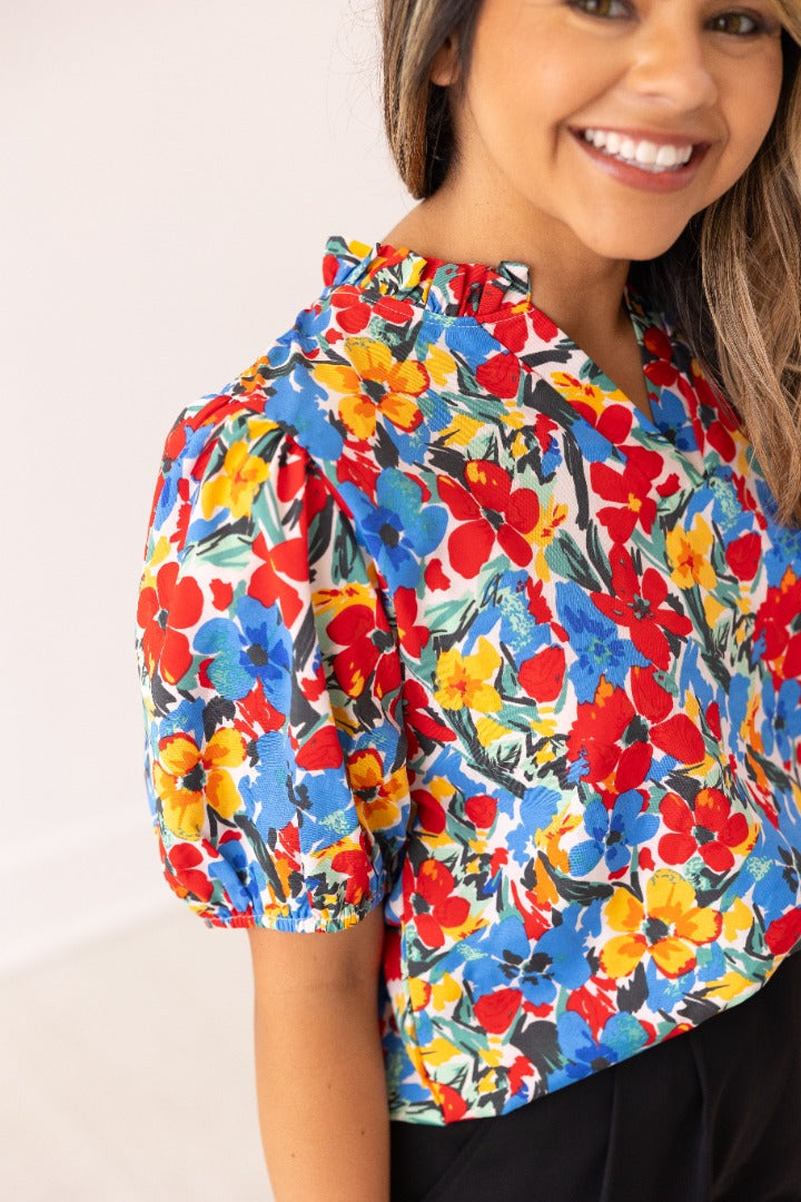 Floral Blouse Puff Sleeve Top