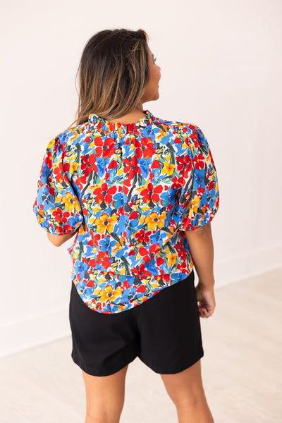 Floral Blouse Puff Sleeve Top