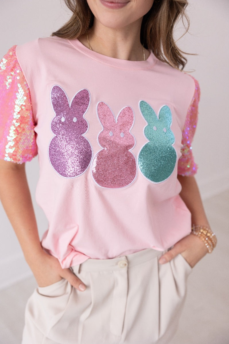 Bunny Patches on Pink Princess Top