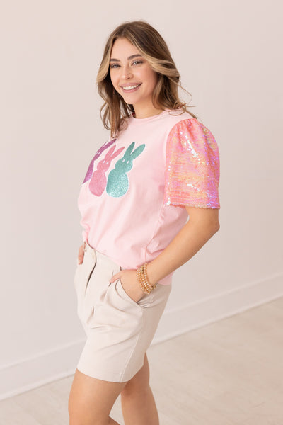 Bunny Patches on Pink Princess Top