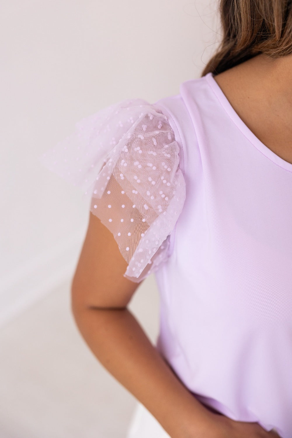 Tulle Sleeve Top, Lavender