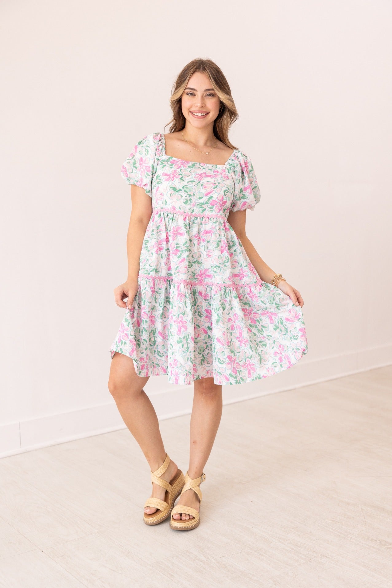 Floral Dress With Scallop Trim