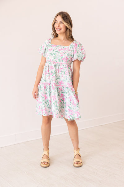 Floral Dress With Scallop Trim