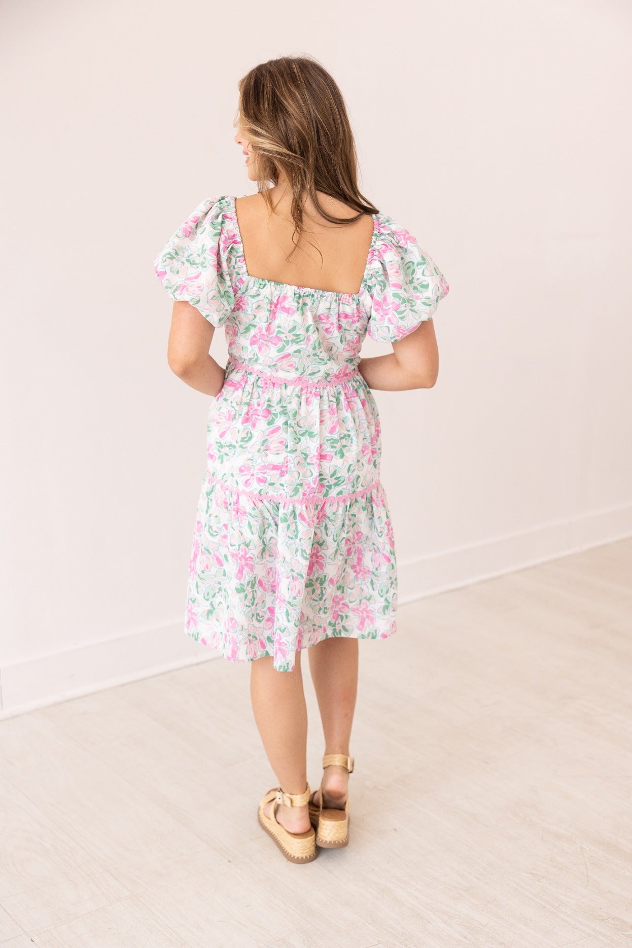 Floral Dress With Scallop Trim