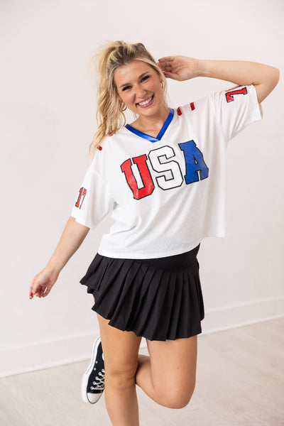 USA Glitter Jersey Top