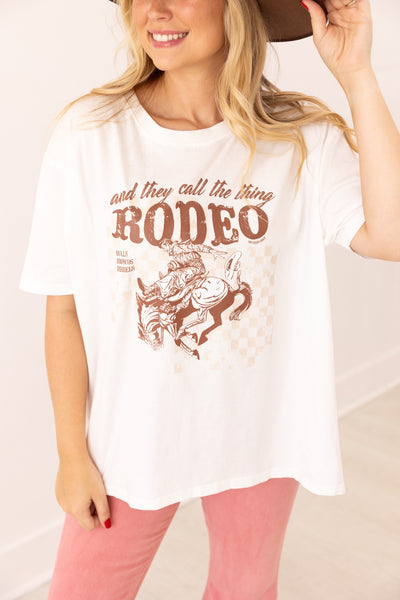 They Call Rodeo on White True Fit Tee