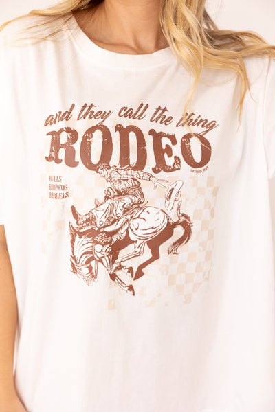 They Call Rodeo on White True Fit Tee