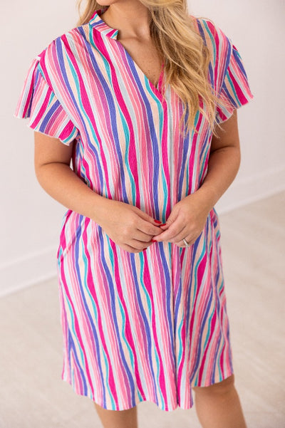 The Nicole Dress, Abstract Stripe