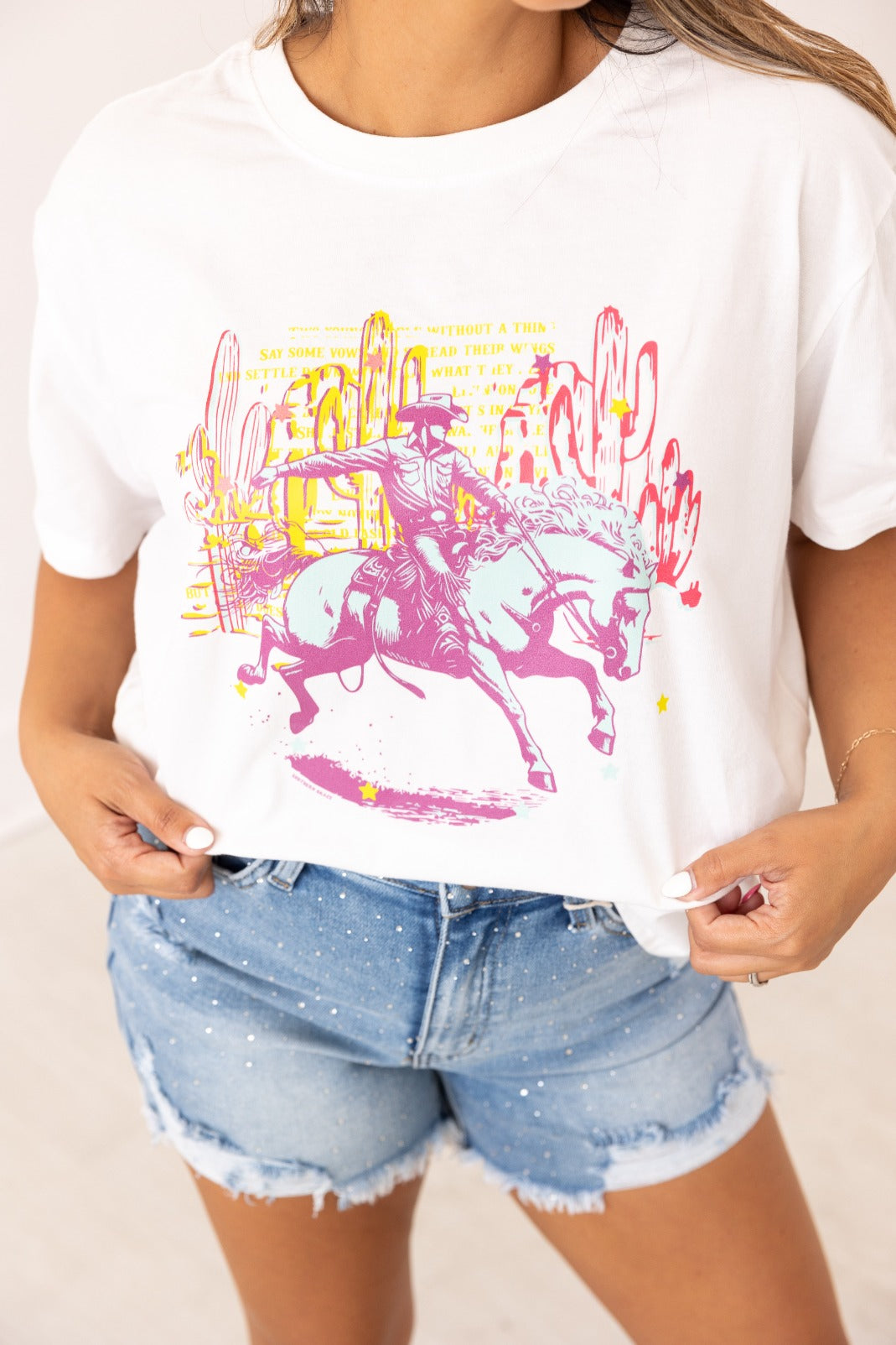 Neon Cowboy on White True Fit Tee