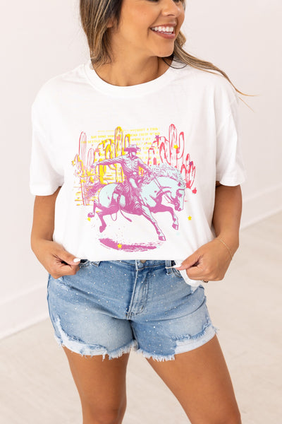 Neon Cowboy on White True Fit Tee