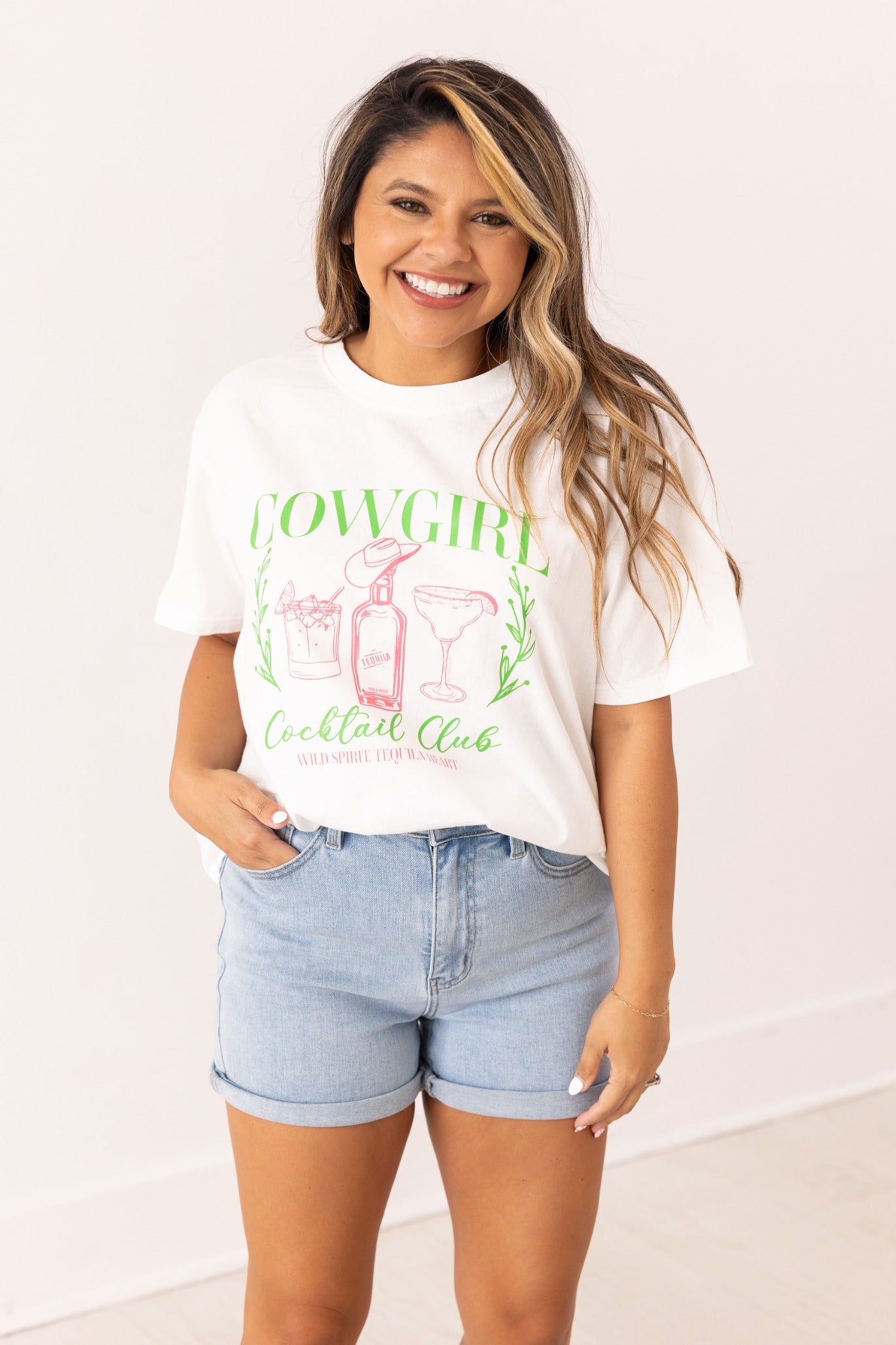 Cowgirl Cocktail on White True Fit Tee