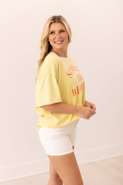 Sunshine & Ice Coffee On Yellow Relaxed Fit Tee