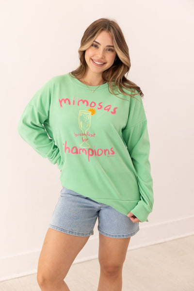 Breakfast For Champions On Seafoam Sweatshirt