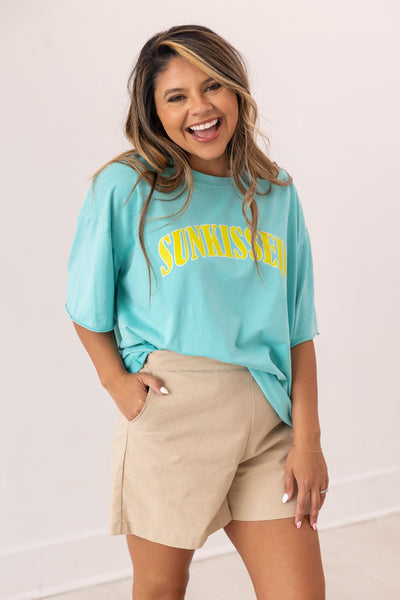 Sunkissed On Turquoise Relaxed Fit Tee