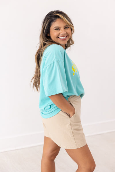 Sunkissed On Turquoise Relaxed Fit Tee