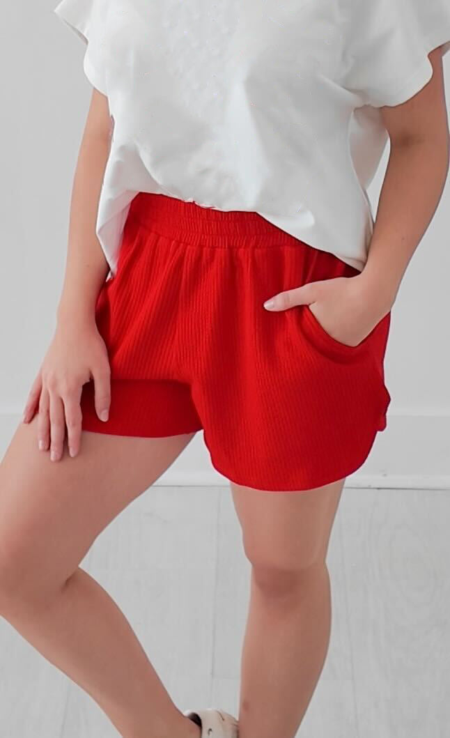 Red Knit Shorts