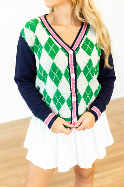 Argyle Cardigan Sweater