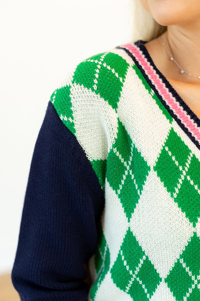 Argyle Cardigan Sweater