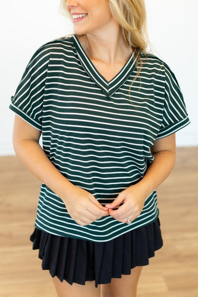 The Lucy Stripe Top, Green