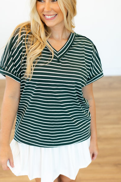 The Lucy Stripe Top, Green