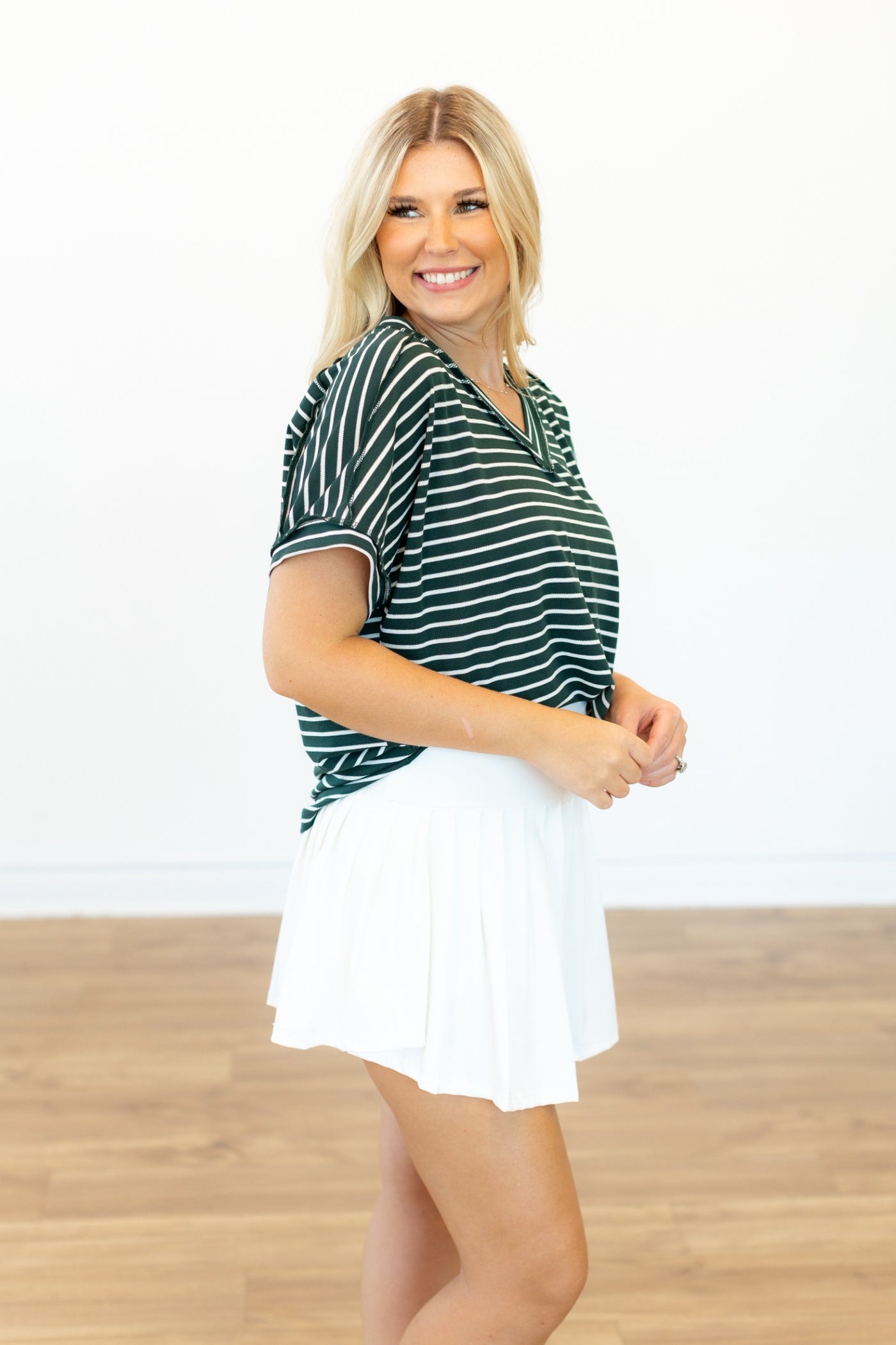 The Lucy Stripe Top, Green