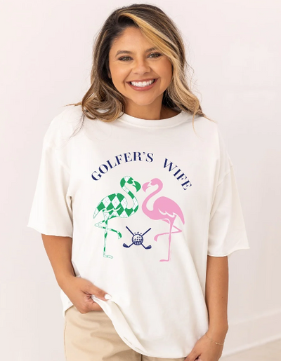 Golfer's Wife" on Relaxed White Tee