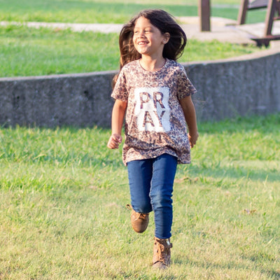 Girls Pray on Vintage Cheetah Crew Neck Tee