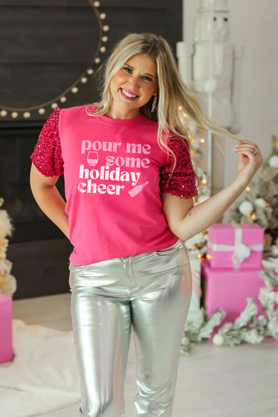 Holiday Cheer on Princess Top, Fuchsia