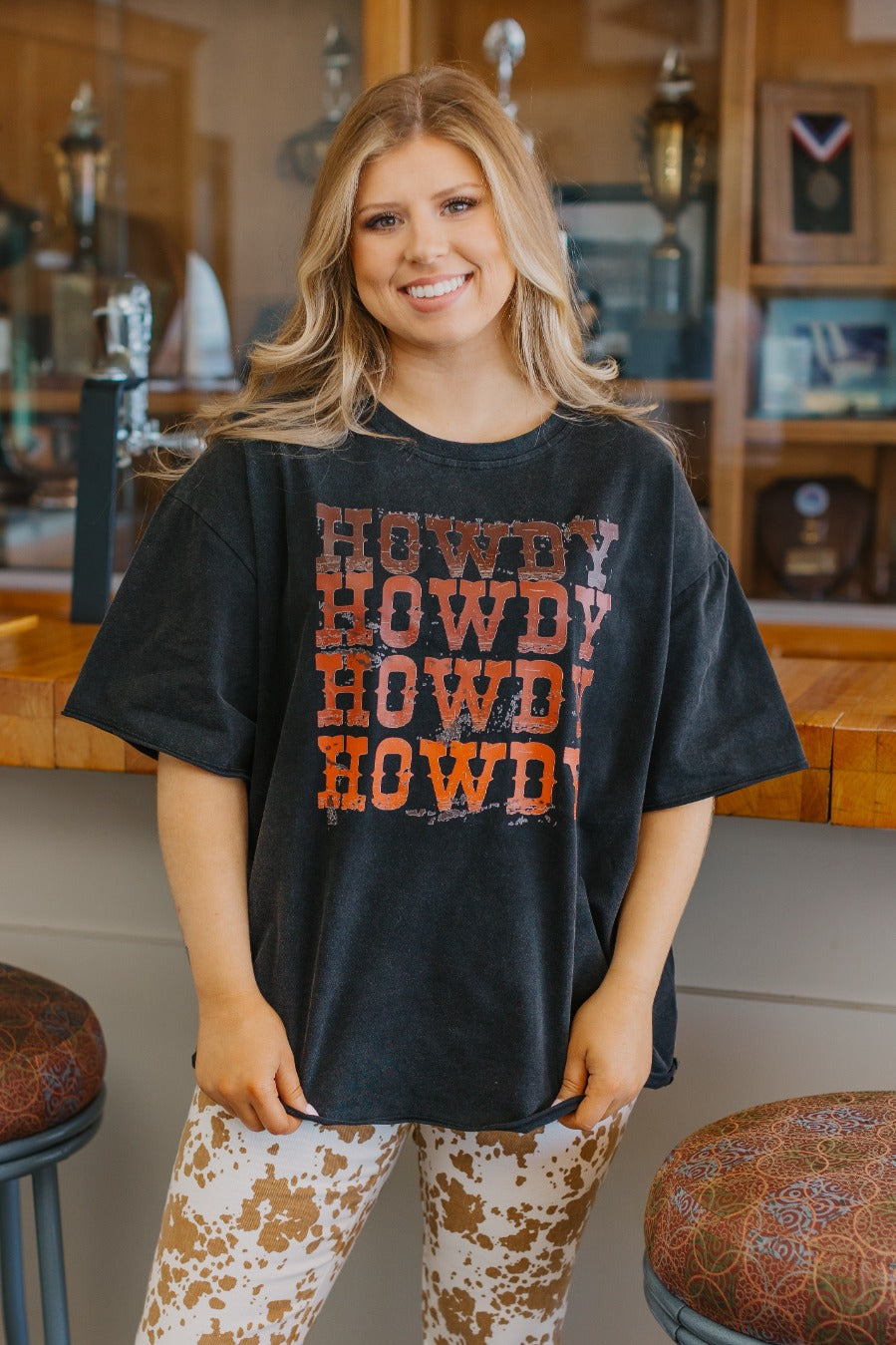 Howdy On Black Tee