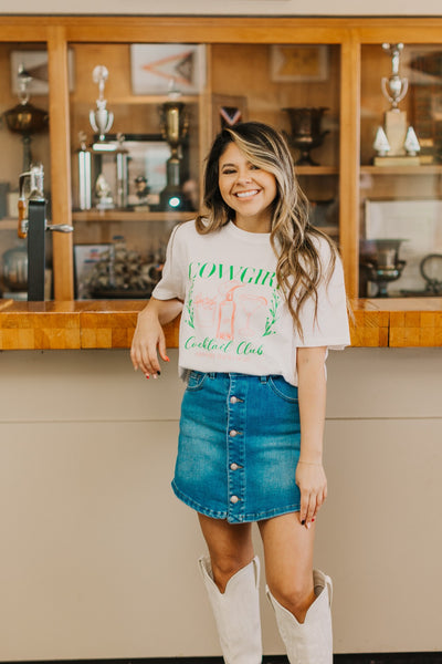 Cowgirl Cocktail on White True Fit Tee