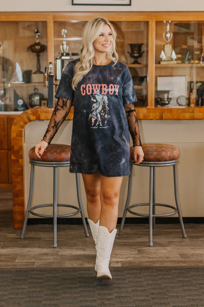 Cowboy Country On Black Wash T-Shirt Dress