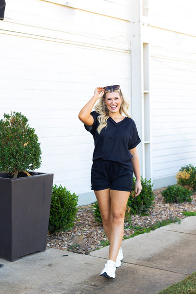 Black Waffle Knit Black Waffle Knit Shorts