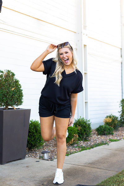 Black Waffle Knit Black Waffle Knit Shorts