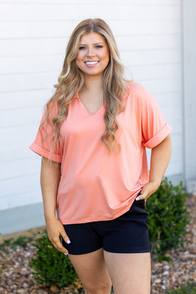 The Cara Top, Light Coral