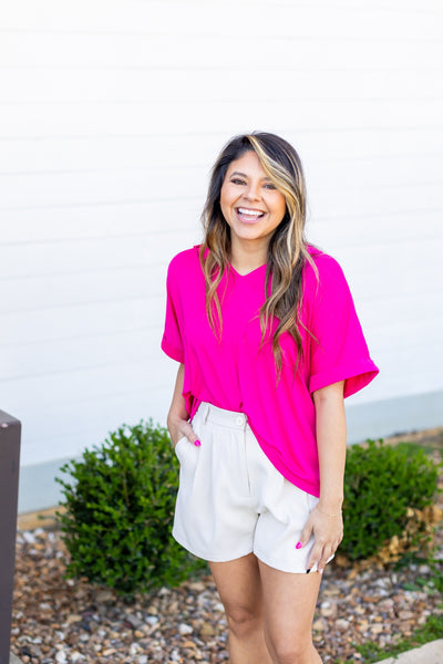 The Cara Top, Hot Pink